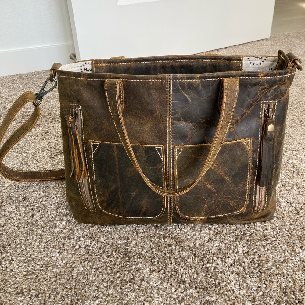 Myra distressed leather handbag